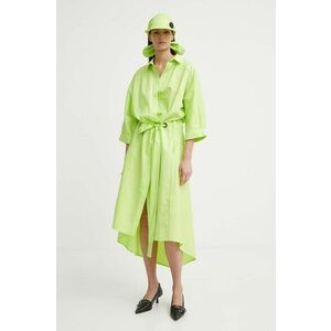 MMC STUDIO rochie din bumbac culoarea verde, midi, evazati, FELIA.DRESS imagine