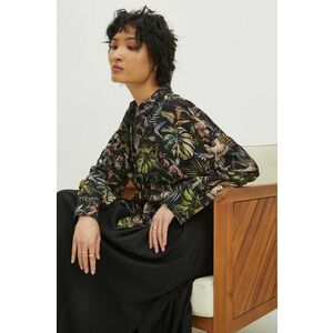 Medicine camasa femei, culoarea negru, cu guler clasic, relaxed imagine