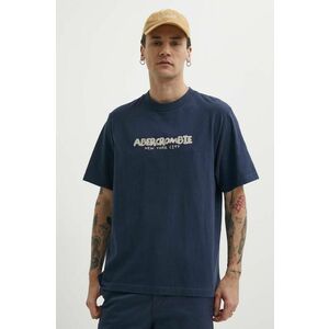 Abercrombie & Fitch tricou din bumbac barbati, culoarea albastru marin, cu imprimeu imagine