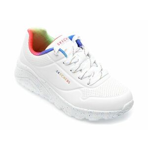 Pantofi SKECHERS albi, UNO LITE-RAINBOW, din piele ecologica imagine