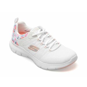 Pantofi sport SKECHERS albi, FLEX APPEAL 4.0, din material textil imagine