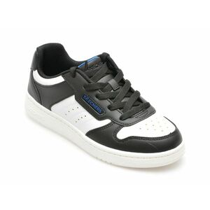 Pantofi sport SKECHERS alb-negru, QUICK STREET, din piele ecologica imagine