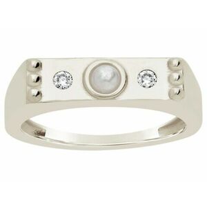 Bijuterii Femei Sterling Forever Sterling Silver Pearl amp CZ Bar Ring Silver imagine
