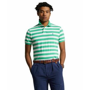 Imbracaminte Barbati Polo Ralph Lauren Classic Fit Striped Mesh Polo Shirt Green imagine