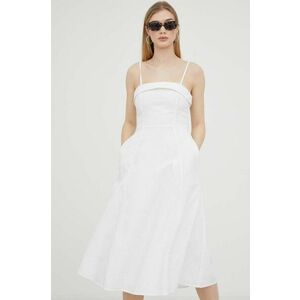 Abercrombie & Fitch rochie din in culoarea alb, midi, evazati imagine