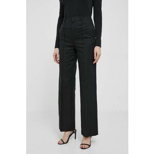 Sisley pantaloni femei, culoarea negru, drept, high waist imagine
