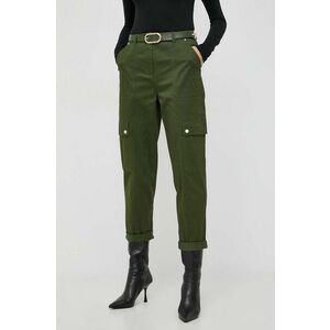 MICHAEL Michael Kors pantaloni femei, culoarea verde, drept, high waist imagine