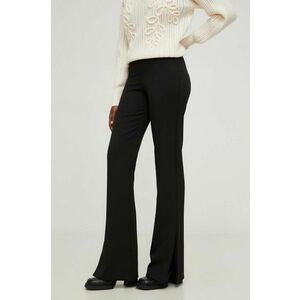 Answear Lab Pantaloni femei, culoarea negru, evazata, high waist imagine