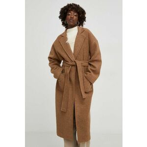 Answear Lab palton de lana culoarea maro, de tranzitie, oversize imagine