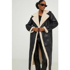Answear Lab palton femei, culoarea negru, de tranzitie, oversize imagine