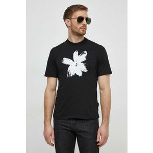Sisley tricou din bumbac barbati, culoarea negru, cu imprimeu imagine