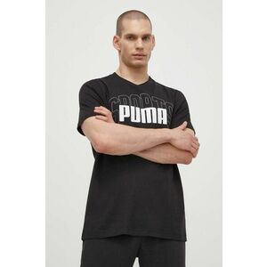 Puma tricou din bumbac bărbați, culoarea negru, cu imprimeu, 680177 imagine