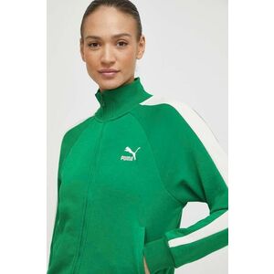 Puma bluză Iconic T7 femei, culoarea verde, cu model, 625602 imagine