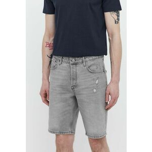 Superdry pantaloni scurti jeans barbati, culoarea gri imagine