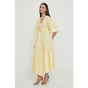 Barbour rochie din in Modern Heritage culoarea galben, maxi, evazati, LDR0770 imagine