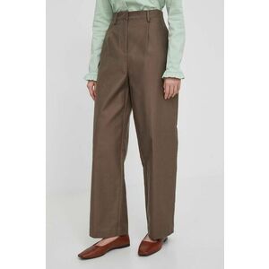 Dkny pantaloni femei, culoarea maro, drept, high waist, D2A4K022 imagine