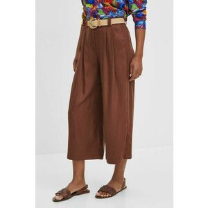 Medicine pantaloni femei, culoarea maro, fason culottes, high waist imagine