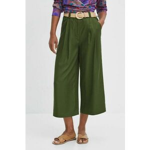 Medicine pantaloni femei, culoarea verde, fason culottes, high waist imagine