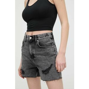 Tommy Jeans pantaloni scurți femei, culoarea gri, uni, high waist, DW0DW17652 imagine