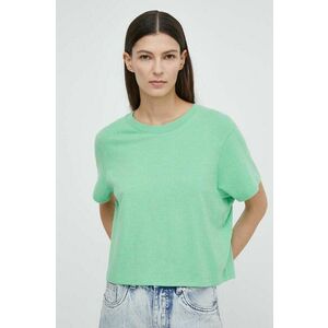 American Vintage tricou T-SHIRT MC COL ROND US femei, culoarea verde, YPA02GE24 imagine
