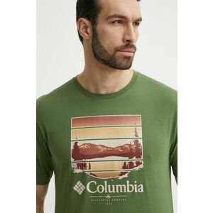 Columbia tricou din bumbac Path Lake bărbați, culoarea verde, cu imprimeu 1934814 imagine