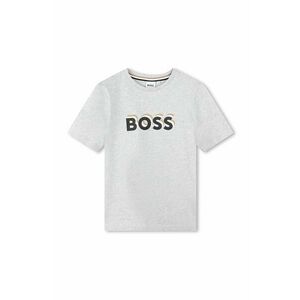 BOSS tricou de bumbac pentru copii culoarea gri, cu imprimeu imagine