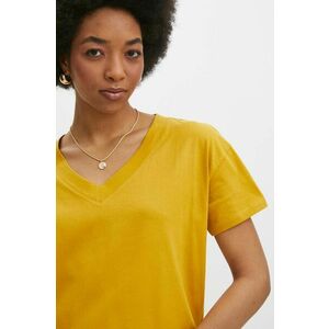 Medicine tricou din bumbac femei, culoarea galben imagine