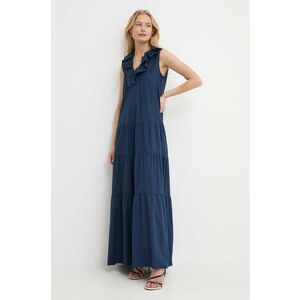 Silvian Heach rochie din bumbac culoarea albastru marin, maxi, evazati imagine