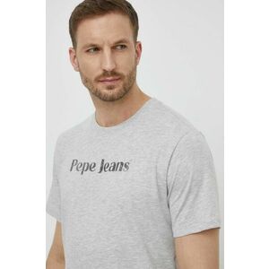 Pepe Jeans tricou din bumbac CLIFTON barbati, culoarea gri, cu imprimeu, PM509374 imagine