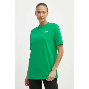 The North Face tricou din bumbac W S/S Essential Oversize Tee femei, culoarea verde, NF0A87NQPO81 imagine