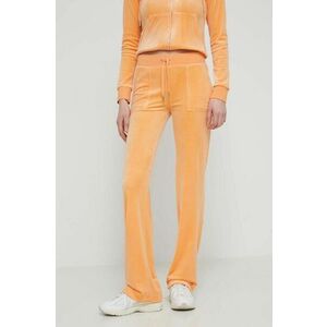 Juicy Couture pantaloni de trening din velur culoarea portocaliu, cu imprimeu imagine