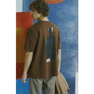 Medicine tricou din bumbac barbati, culoarea maro, cu imprimeu imagine