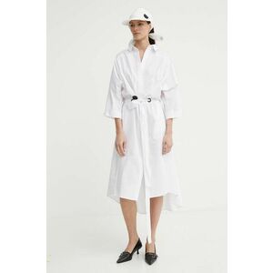 MMC STUDIO rochie din bumbac culoarea alb, midi, evazati, FELIA.DRESS imagine