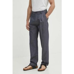 Pepe Jeans pantaloni RELAXED PLEATED LINEN PANTS barbati, culoarea gri, cu fason chinos, PM211700 imagine