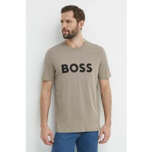 Boss Green tricou din bumbac barbati, culoarea verde, cu imprimeu imagine
