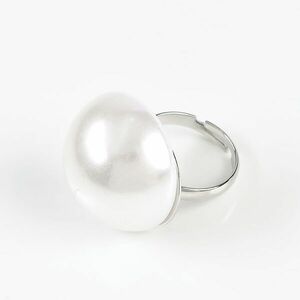Inel argintiu cu perla acrilica alba imagine