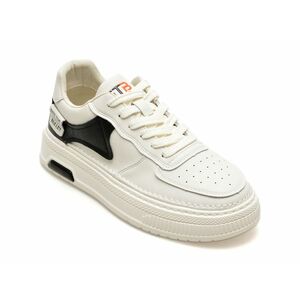 Pantofi casual BITE THE BULLET alb-negru, K900, din piele naturala imagine