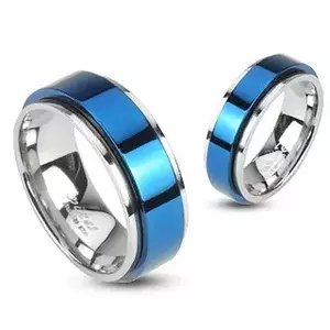 Inel rotativ din oțel inoxidabil - albastru - Marime inel: 48 imagine