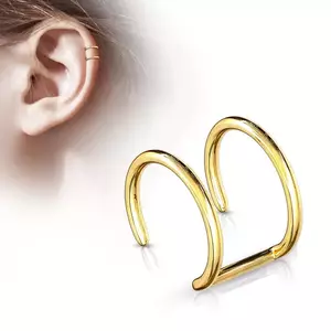 Piercing fals pentru ureche – inel dublu auriu imagine