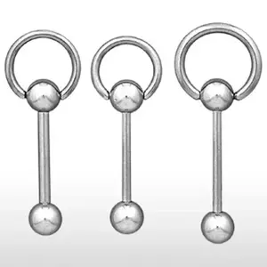 Piercing - barbell din oțel cu inel - Dimensiune: 1, 2 mm x 10 mm imagine