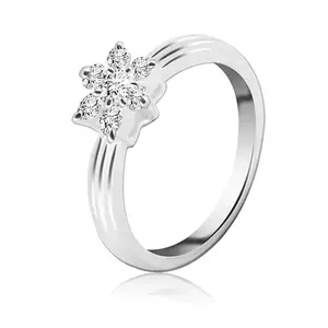 Inel argint - floare din zircon, model proeminent - Marime inel: 49 imagine