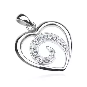 Pandantiv argint 925 - contur inimă cu zircon în spirală imagine
