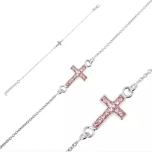 Brățară argint 925 - cruce cu zircon roz imagine