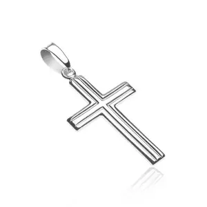 Cruce argint 925 - dungi duble paralele imagine