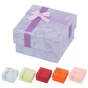 Cutie de cadou pentru cercei - nuanțe pastel de marmură cu fundiță - Culoare: Albastru imagine