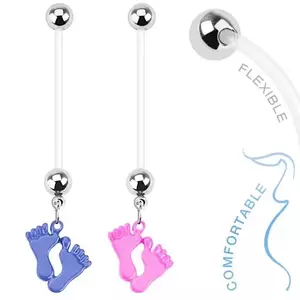 Piercing bioflex pentru buric - tălpi de bebeluș drăguțe colorate - Culoare Piercing: Albastru imagine
