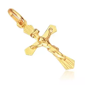 Pandantiv din aur - cruce cu brațe oblice și Iisus imagine