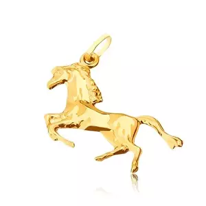Pandantiv din aur 14K - cal lucios stând pe picioarele posterioare imagine