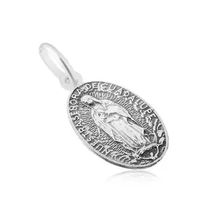 Medalion oval mat cu Fecioara Maria, realizat din argint 925 imagine