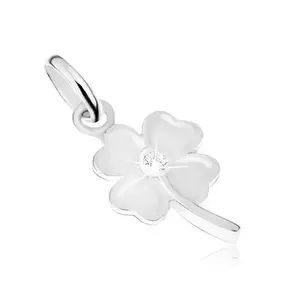 Pandantiv lucios - floare cu zirconiu în centru și tulpină, argint 925 imagine